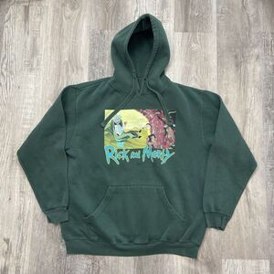 Rick and Morty Hoodie Adult‎ XL Pullover Sweatshirt Adult Swim Graphic Green